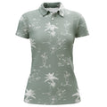Custom Green Tropical Summer Pattern Womens Golf Polo Shirts, Team Golf Tees For Women Gifts For Golf Lovers