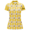 Custom Yellow argyle plaid beer pattern Women golf polo shirts custom golf shirts for women, ladies golf top