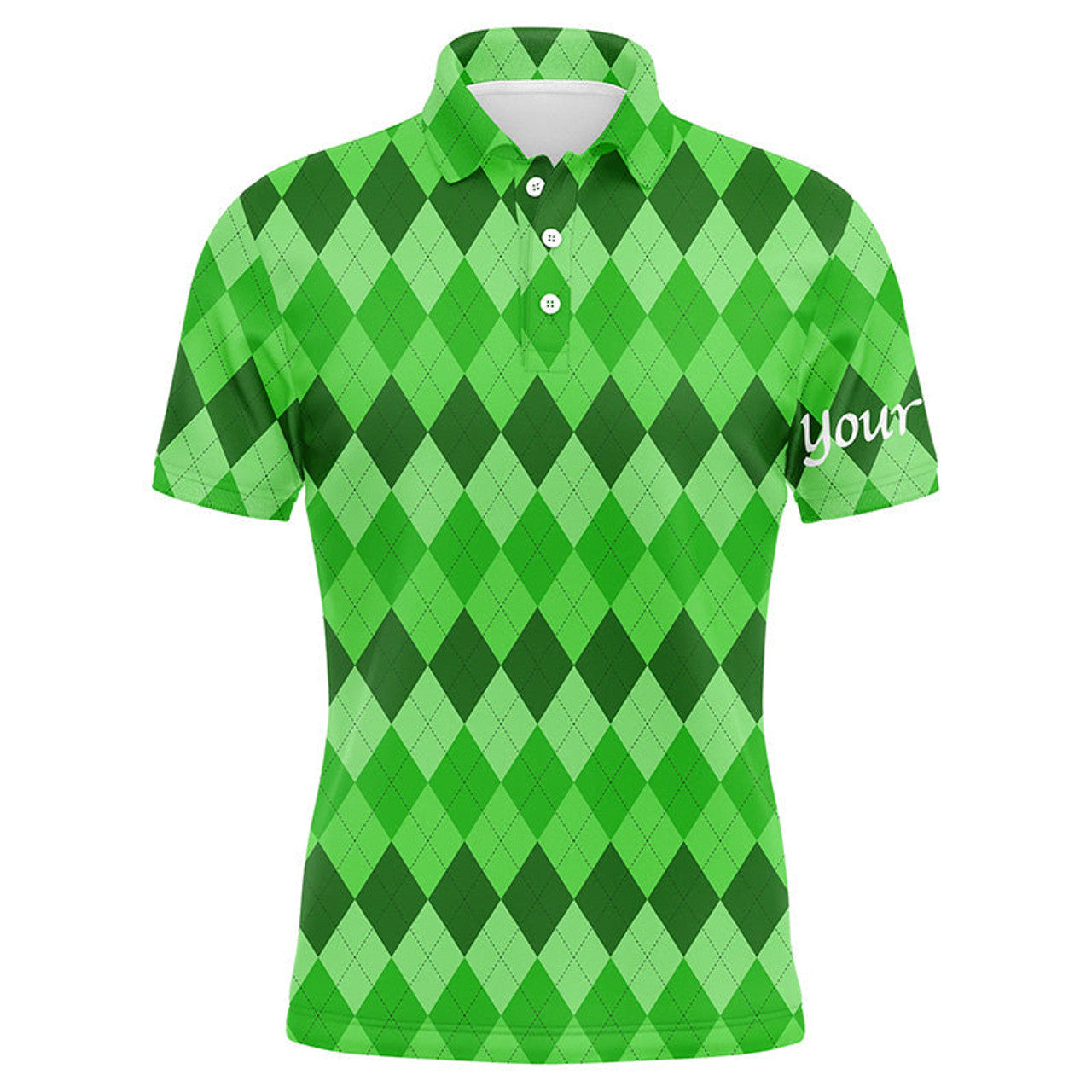 FUNSTUFFPRINT Mens golf polo shirts green argyle pattern golf shirts custom team golf Polo Shirt Size S-5XL