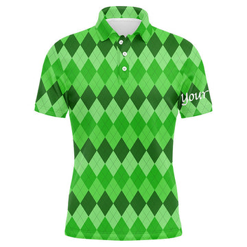 FUNSTUFFPRINT Mens golf polo shirts green argyle pattern golf shirts custom team golf Polo Shirt Size S-5XL