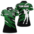 Custom Womens Golf Polos Shirts Custom Black And Green Golf Attire For Ladies, Golfing Gifts For Women
