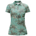 Custom Green Tropical Palm Trees Pattern Womens Golf Polo Shirts Custom Team Golf Shirt Womens