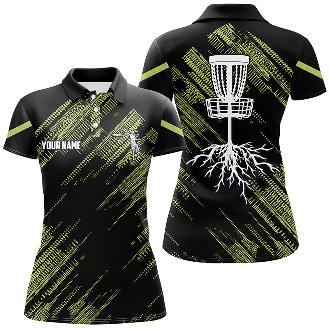 Custom Yellow Black Women Disc Golf Polo Shirts Custom Disc Golf Team Frisbee Golf Jerseys