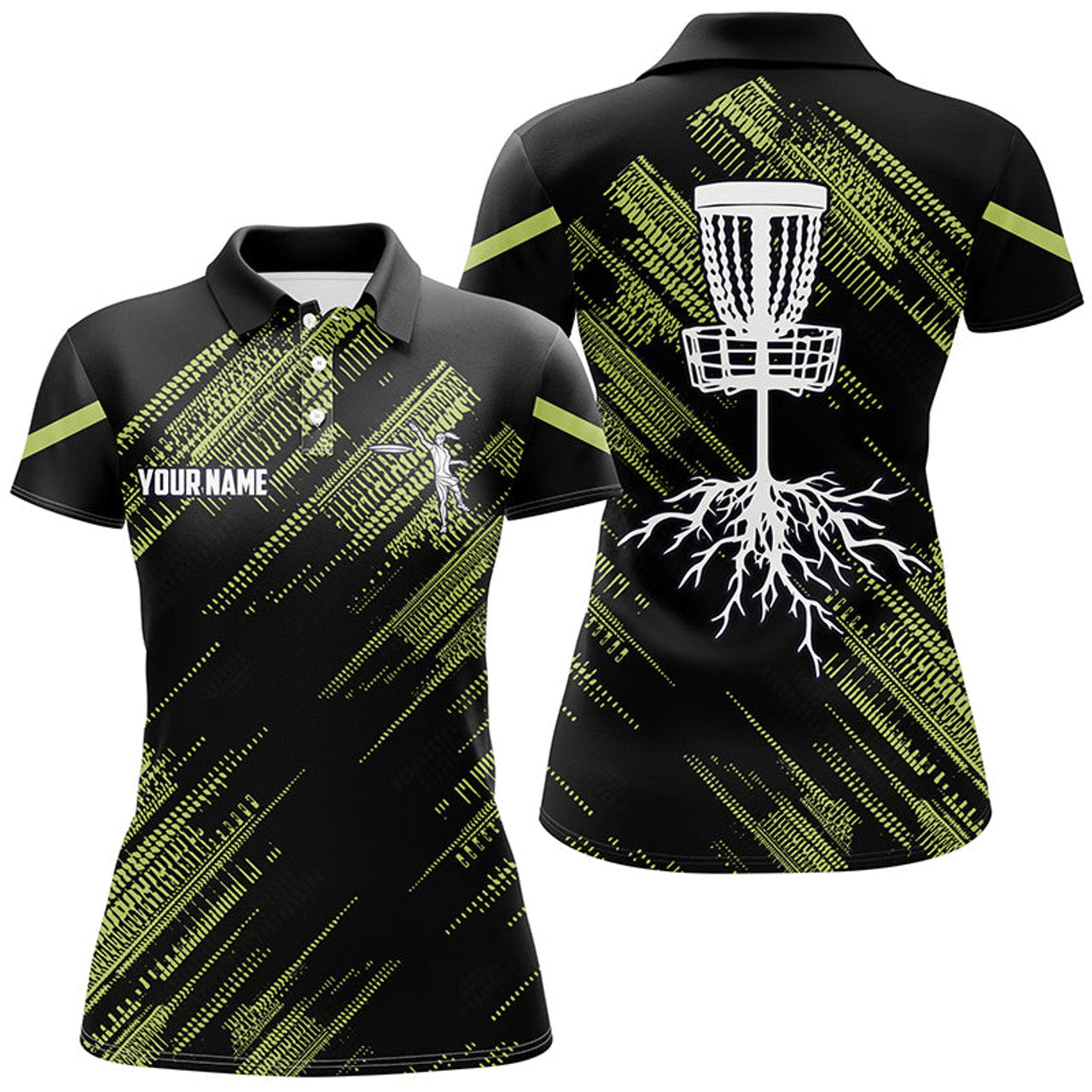 Custom Yellow Black Women Disc Golf Polo Shirts Custom Disc Golf Team Frisbee Golf Jerseys