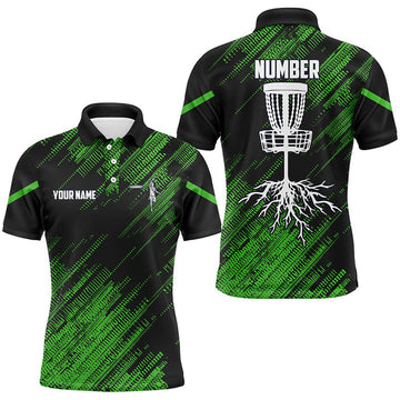 FUNSTUFFPRINT Green camo Black Mens disc golf polo shirts custom disc golf team frisbee golf Polo Shirt Size S-5XL