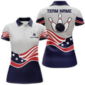 Custom American Flag Bowling Jersey For Women Custom Polo Bowling Shirt Patriotic Bowling Shirt For Team