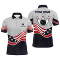 FUNSTUFFPRINT American Flag Bowling Jersey For Men Custom Polo Bowling Shirt Patriotic Bowling Shirt For Team Polo Shirt Size S-5XL