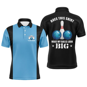 Custom Mens polo bowling shirts Custom vintage blue and black Does this shirt make my balls look big