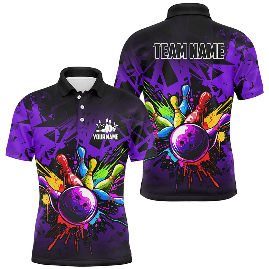 Custom Colorful Bowling Jerseys Polo For Men Custom Bowling Team Shirts For Bowler | Purple