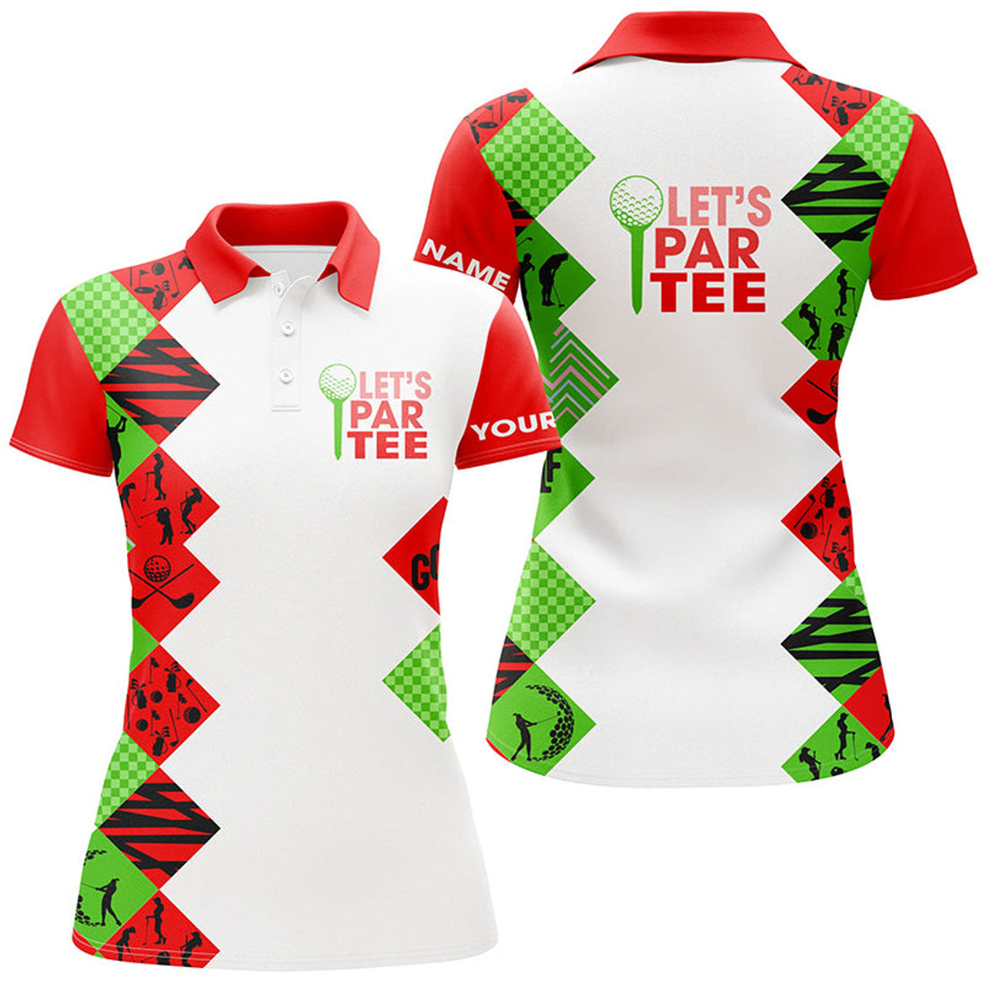 Custom Women's Golf Polo Shirts Custom Let's Par Tee Christmas Golf Tops For Women, Golfing Gifts Jerseys