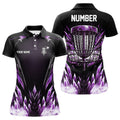 Custom Icy Purple Womens Disc Golf Polo Shirts Custom Black Disc Golf Basket Jerseys, Frisbee Golf Shirts