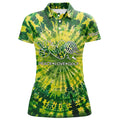 Custom Womens Golf Polo Shirt Green Tie Dye Pattern Custom Peace Love Golf, Personalized Golf Shirt For Women