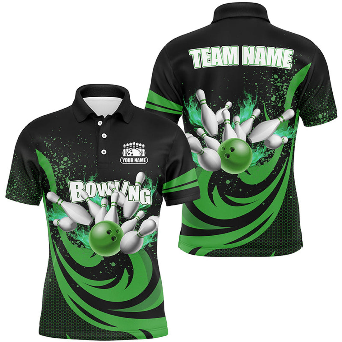 Custom Bowling Shirts For Men Green Bowling Jerseys Team League Bowling Polo