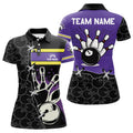 Custom Bowling Camo Polo Shirt For Women Custom Team Bowling League Jerseys, Gift For Girl Bowlers | Purple