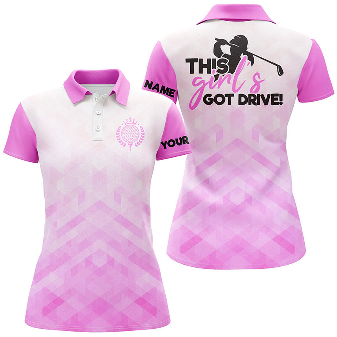 Custom Womens Golf Polo Shirts This Girl's Got Drive Custom Light Purple Pattern Golf Shirts For Women