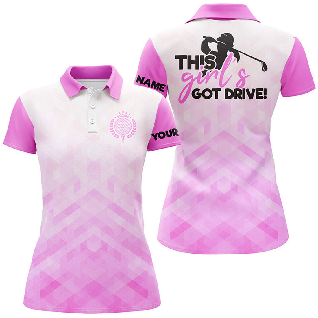 Custom Womens Golf Polo Shirts This Girl's Got Drive Custom Light Purple Pattern Golf Shirts For Women