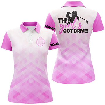 Custom Womens Golf Polo Shirts This Girl's Got Drive Custom Light Purple Pattern Golf Shirts For Women