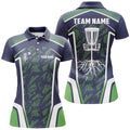 Custom Disc Golf Hole Blue Green Camo Women Polo Shirts Custom Name And Team Name Disc Golf Shirts For Women