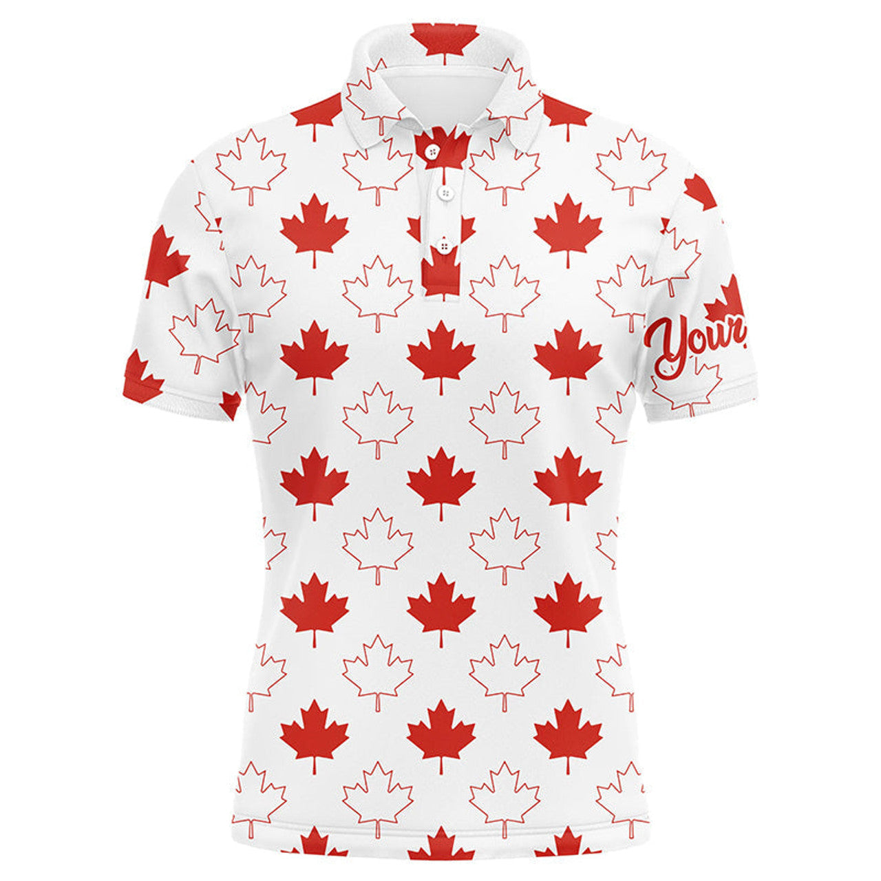 FUNSTUFFPRINT Mens golf polo shirts Red Canada maple leaf pattern custom team golf Polo Shirt Size S-5XL