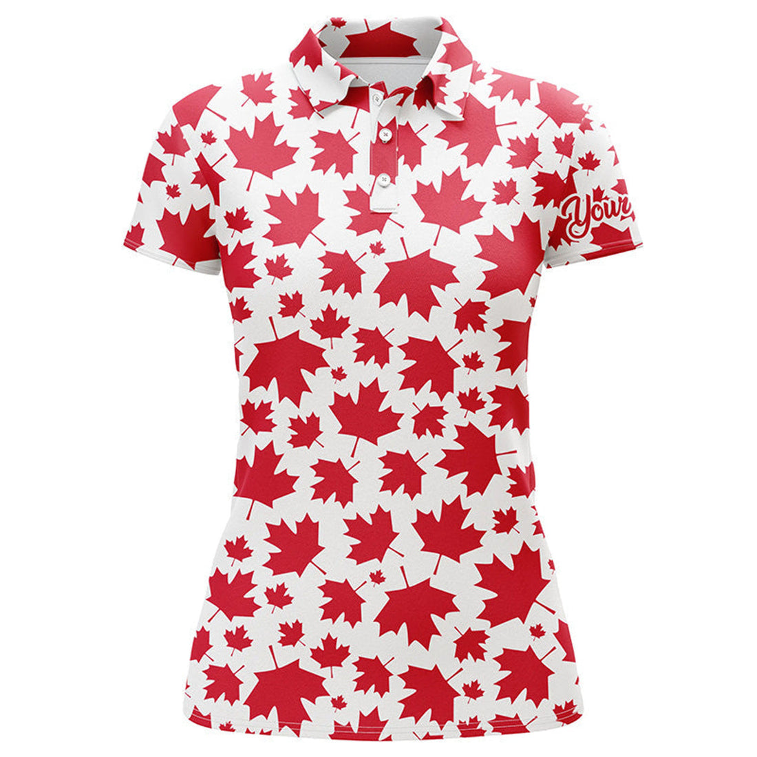 Women golf polo shirt Red Canada maple leaf pattern custom team golf polo shirts, patriot golf tops