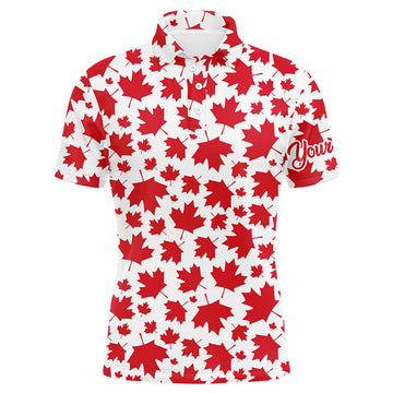 FUNSTUFFPRINT Mens golf polo shirts Red Canada maple leaf pattern custom team golf Polo Shirt Size S-5XL