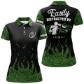 Custom Black Green Grass Women Golf Polos Shirt Custom Easily Distracted By Golf, Funny Golf Shirts For Women
