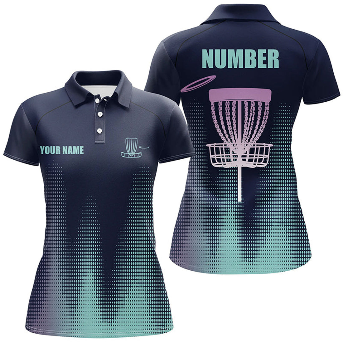 Custom Blue Gradient Women Disc Golf Polo Shirts Custom Team Disc Golf Jerseys, Disc Golf Clothes