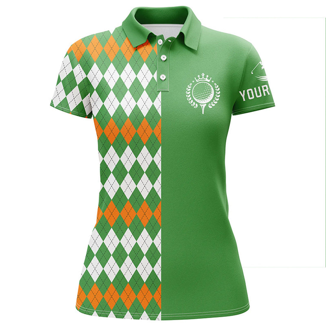Custom Golf Polo Shirts For Women Custom St Patricks Day Green Argyle Plaid Pattern Golf Shirt, Golfing Gifts