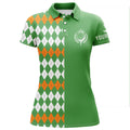 Custom Golf Polo Shirts For Women Custom St Patricks Day Green Argyle Plaid Pattern Golf Shirt, Golfing Gifts