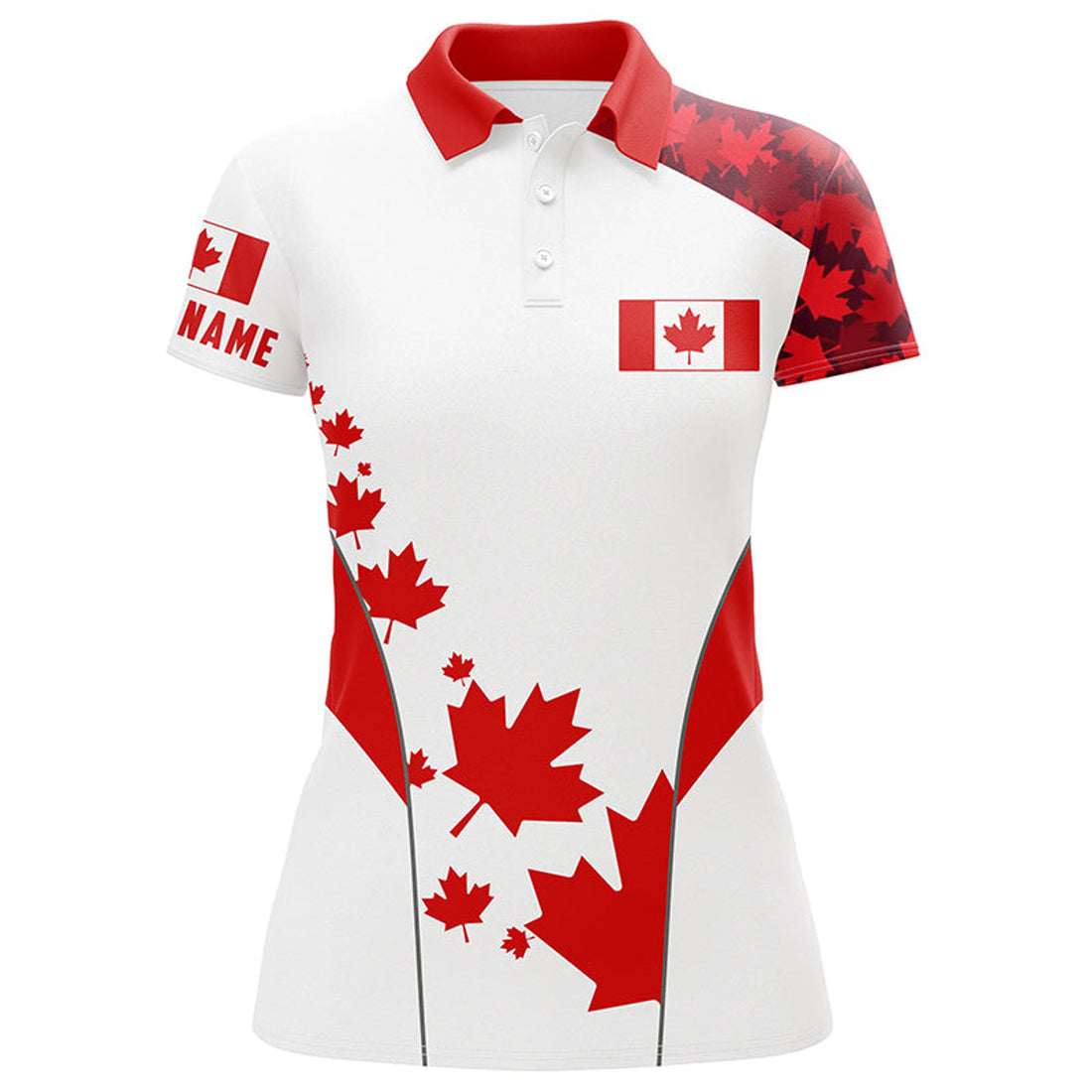 Custom Women Golf Polo Shirts Canadian Flag Custom Patriotic Red Maple Leaf Golf Shirt For Ladies Golf Wears