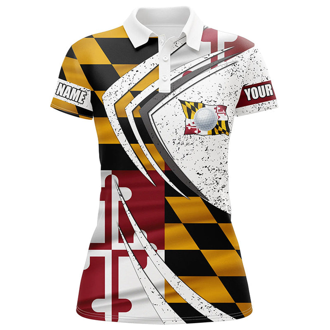 Custom Women Golf Polo Shirt Maryland Flag Custom Team Golf Shirts, Patriot Golf Tops For Women