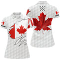 Custom Personalized Canadian Flag Patriotic Golf White Women Golf Polo Shirts Custom Golf Gift For Ladies
