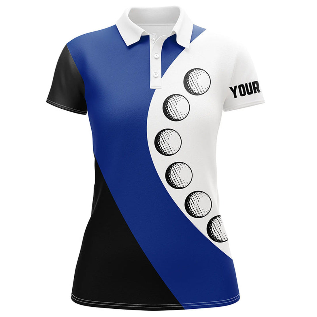 Custom Black And White Golf Ball Womens Golf Polo Shirts Custom Ladies Golf Top, Gifts For Golfer | Blue
