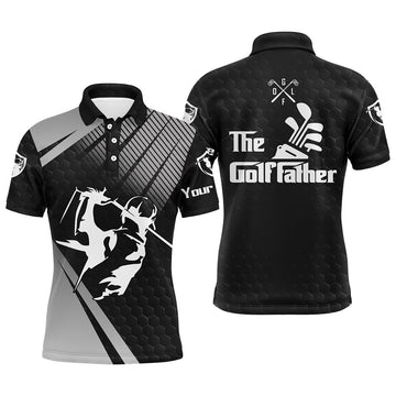 Custom Golf Men Polo Shirt - Custom Name Black Apparel - Personalized Gift For Golf Lover, Men, Husband, Team, Boyfriend - The Golf Father