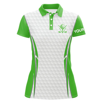 Custom Green and White golf ball Womens golf polo shirts custom golf clothing for women, gifts for ladies