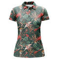 Custom Women Golf Polo Shirts Flamingo Green Tropical Jungle Pattern Custom Name Team Golf Polo Shirts