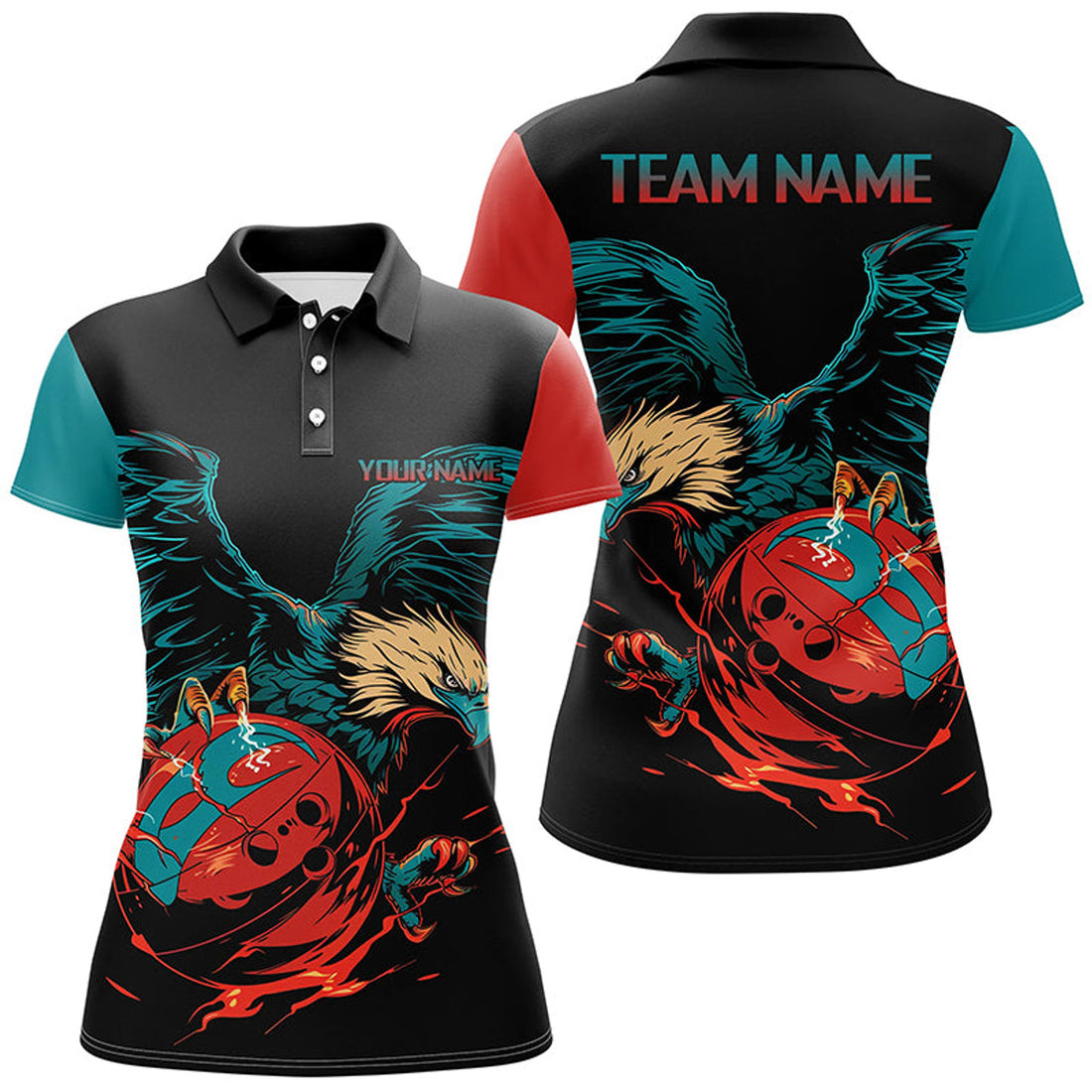 Custom Personalized Retro Eagle Bowling Polo, Shirt for Women, Custom Team's Name Cool Bowler Jerseys