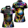 Custom Black Womens Golf Polo Shirts Custom Colorful Lightning Team Golf Jerseys, Golf Attire For Women