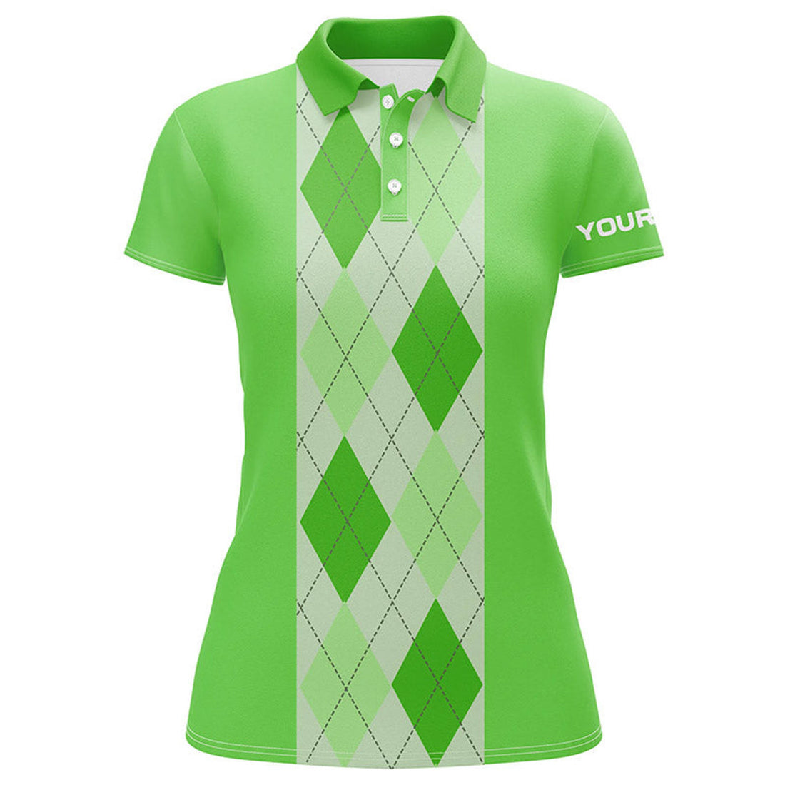 Custom Green Argyle Plaid Pattern Womens Golf Polo Shirt Custom Golf Polos Shirt For Womens, Golfing Gifts