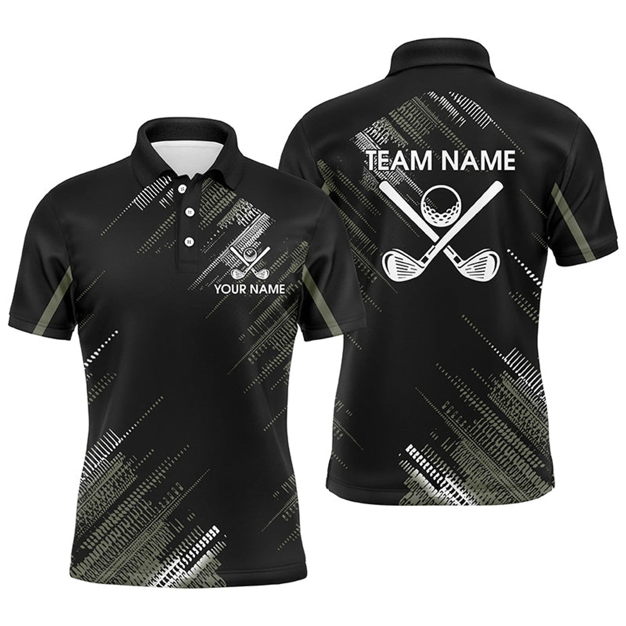 FUNSTUFFPRINT Black Mens golf polo shirts custom golf clubs team golf Polo Shirt Size S-5XL