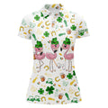 Custom Womens Golf Polos Shirt Custom St Patrick's Day Pattern Golf Clothes Flamingo Golf Polos