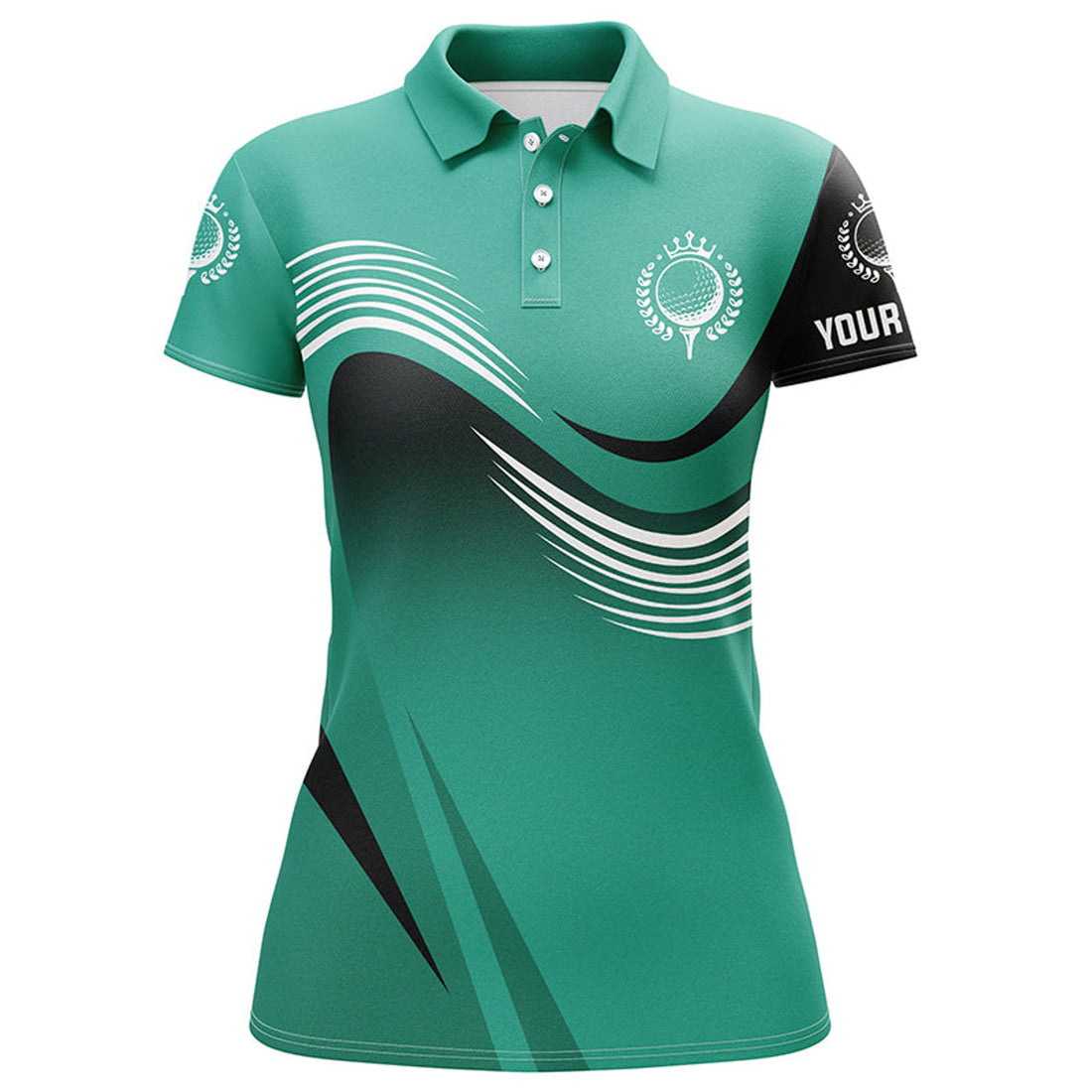 Custom Womens Golf Polo Shirts Custom Name Womens Green Golf Tournament Polo Shirts, Team Golfer Apparel