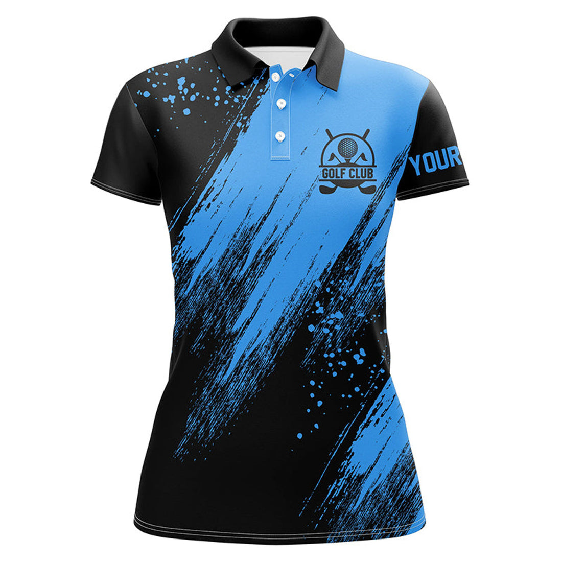 Custom Black And Blue Womens Golf Polo Shirt Custom Name Golfing Gifts, Ladies Golf Tops