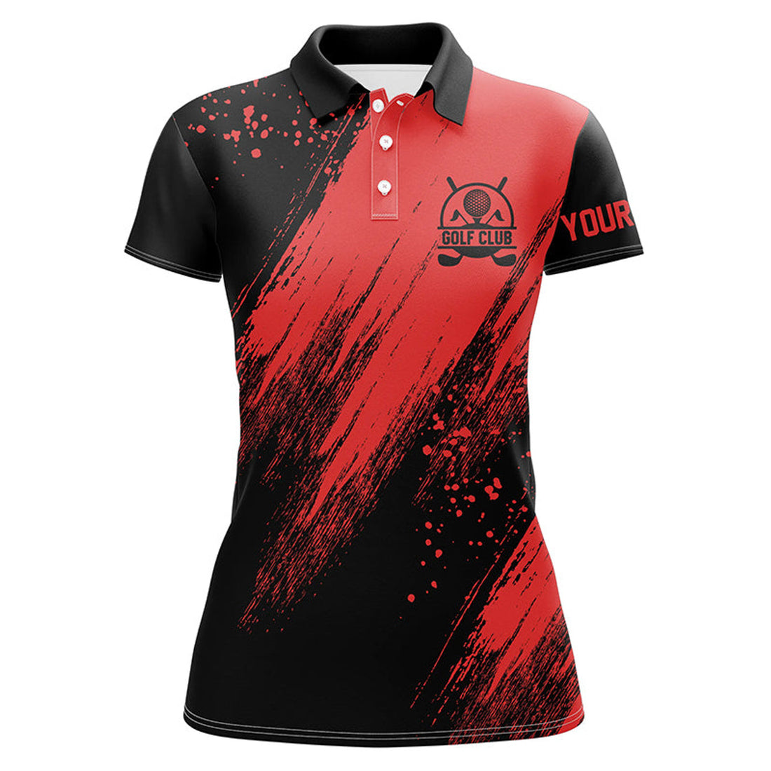 Custom Black And Red Womens Golf Polo Shirt Custom Name Golfing Gifts, Ladies Golf Tops