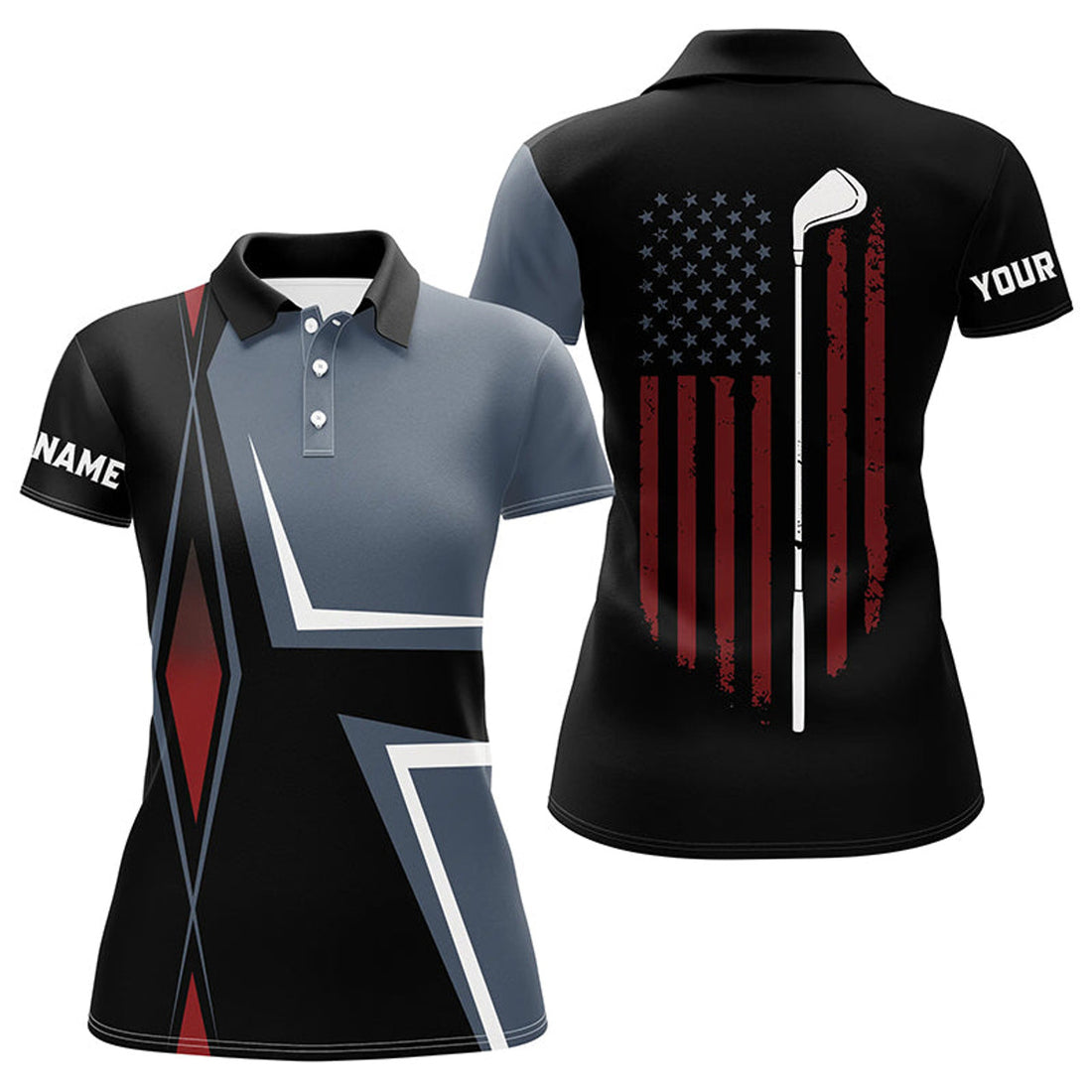 Custom American Flag Womens golf polo shirts custom golf club golf outfit women, golf shirts for lady