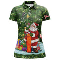 Custom Green Christmas golf shirts custom name Womens golf polo shirts - Santa Golfer Christmas golf gifts