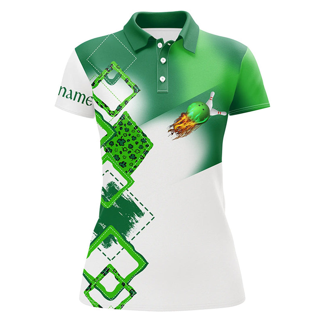 Custom Green Clover Women Bowling Polo Shirt Custom St Patrick Day Team League Bowling Jerseys