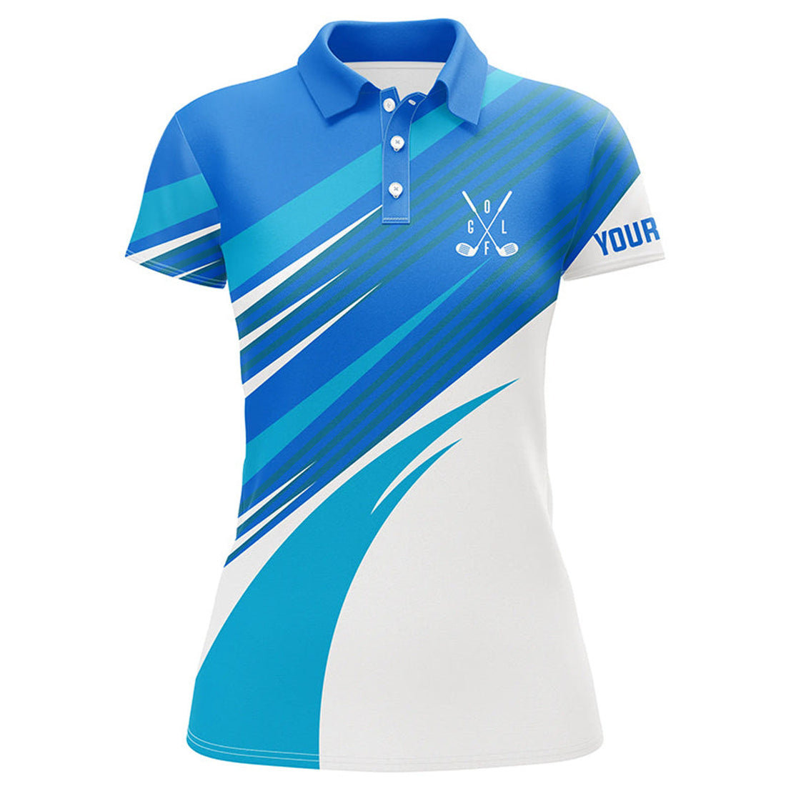 Custom Blue And White Womens Golf Polo Shirts Custom Golf Tops For Women, Personalized Golf Gifts