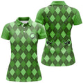 Custom Green Argyle Womens Golf Polo Shirts Custom Name Golf Outfit Women, Personalized Golf Gifts