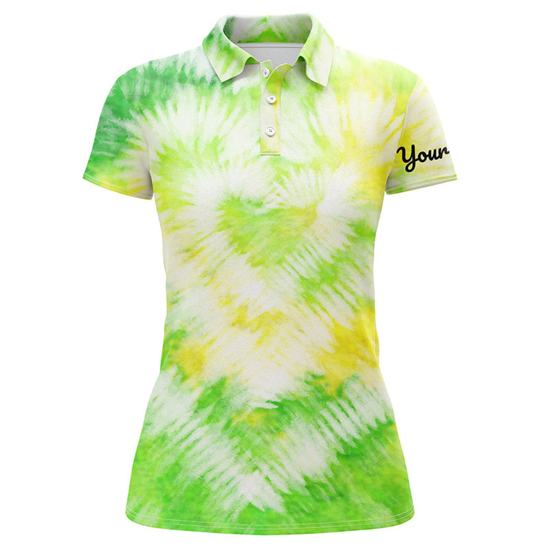 Custom Womens Golf Polo Shirts Custom Green Tie Dye Golf Shirt Women's Golf Attire, Lady Golf Wear